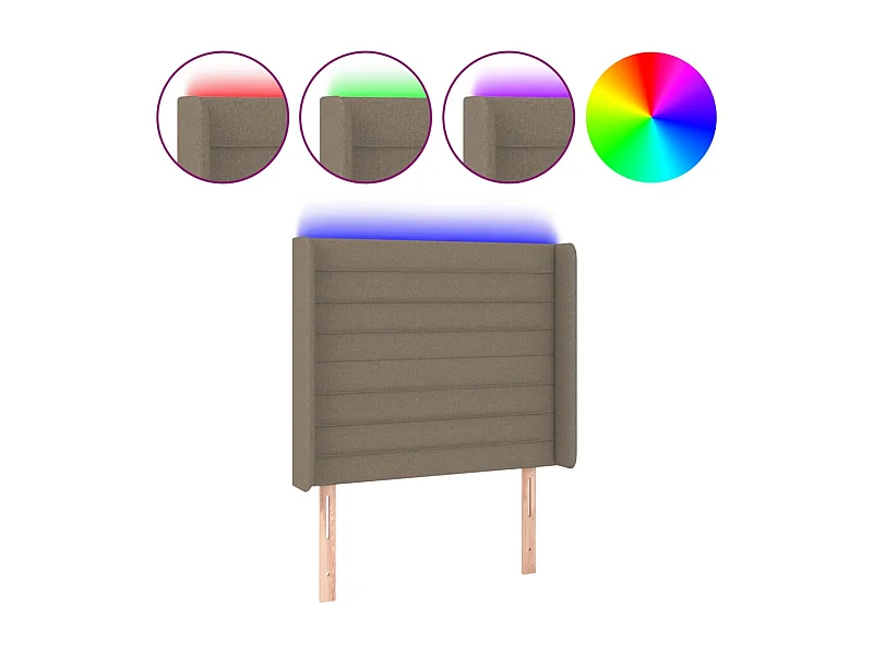 LED Kopfteil,Bettkopfteil Taupe 93x16x118/128 cm Stoff -gkd703974