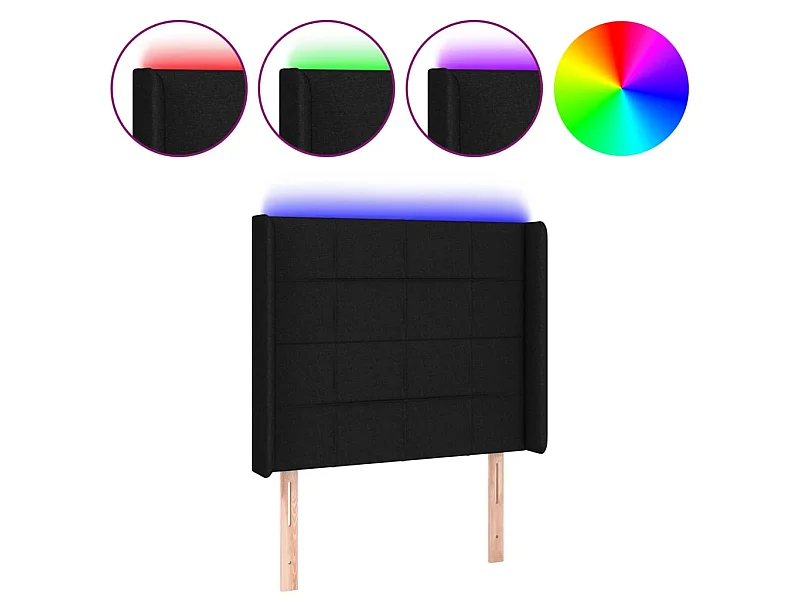 Hoofdbord LED 93x16x118/128 cm stof zwart NL795179