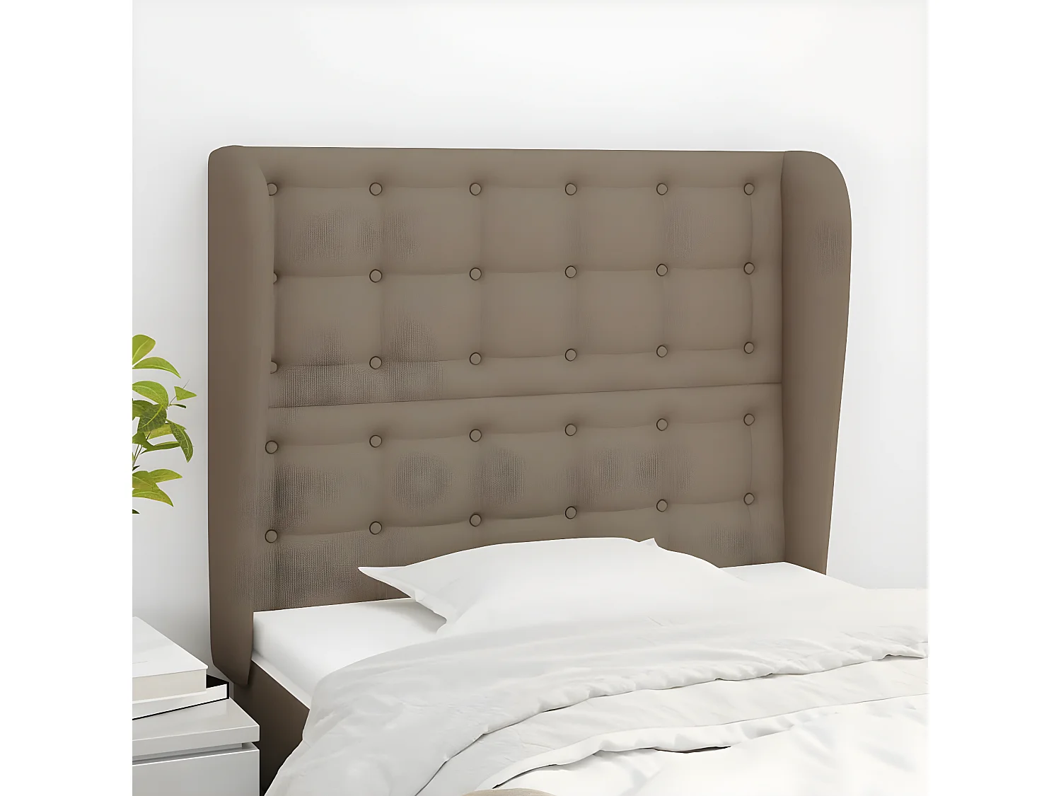 Kopfteil,Bettkopfteil mit Ohren Taupe 83x23x118/128 cm Stoff -gkd260075