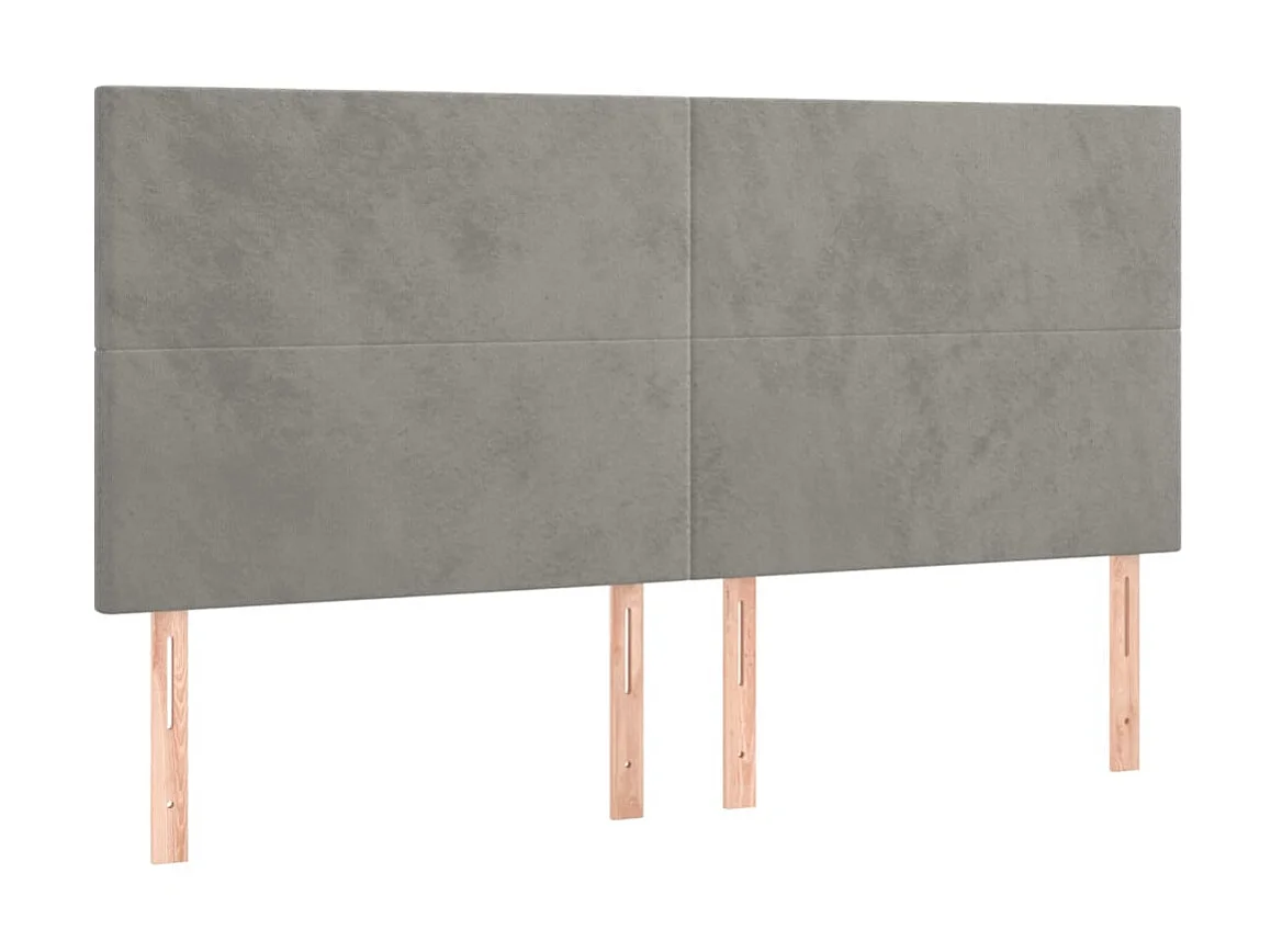 Tête de lit à LED Gris clair 200x5x118/128 cm Velours POI46144 BonneVie Meuble