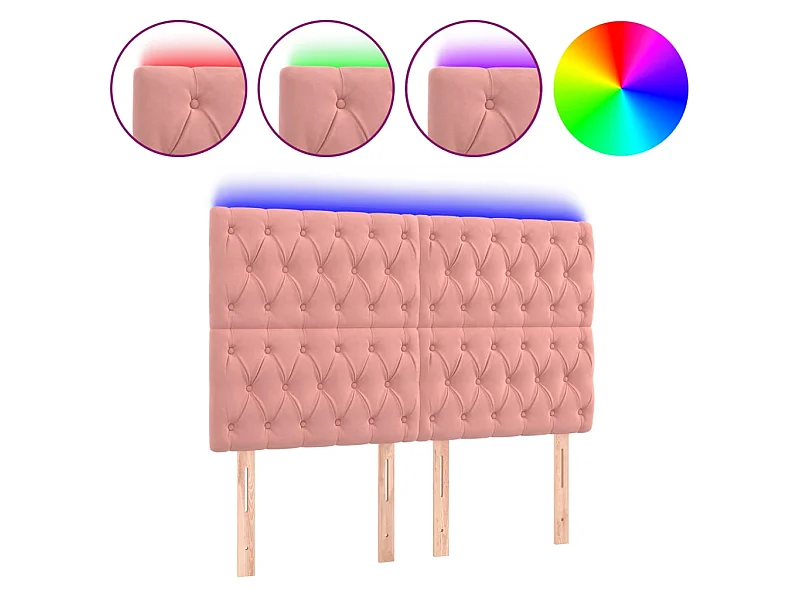 Tête de lit à LED Rose 160x7x118/128 cm Velours POI79186 BonneVie Meuble