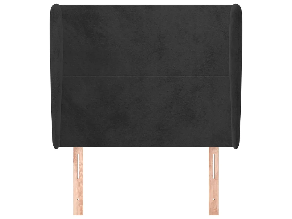 Cabecero con orejas de terciopelo negro 103x23x118/128 cm ES43930