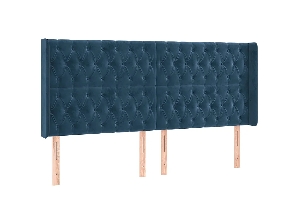 Cabeceira cama c/ luzes LED veludo 203x16x118/128cm azul-escuro PT210904