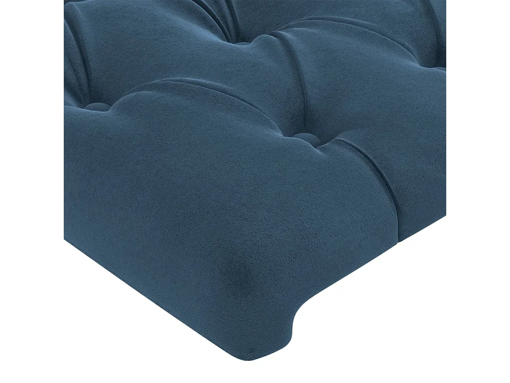 Cabeceira cama c/ luzes LED veludo 203x16x118/128cm azul-escuro PT210904