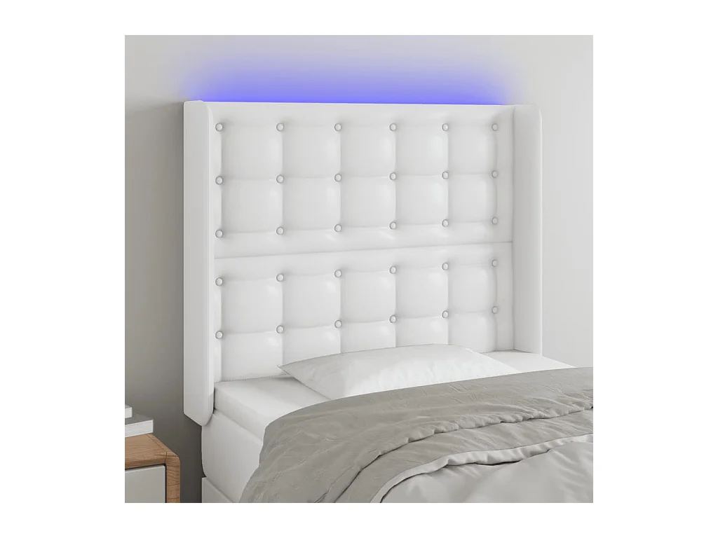 LED Kopfteil,Bettkopfteil Weiß 83x16x118/128 cm Kunstleder -gkd957415