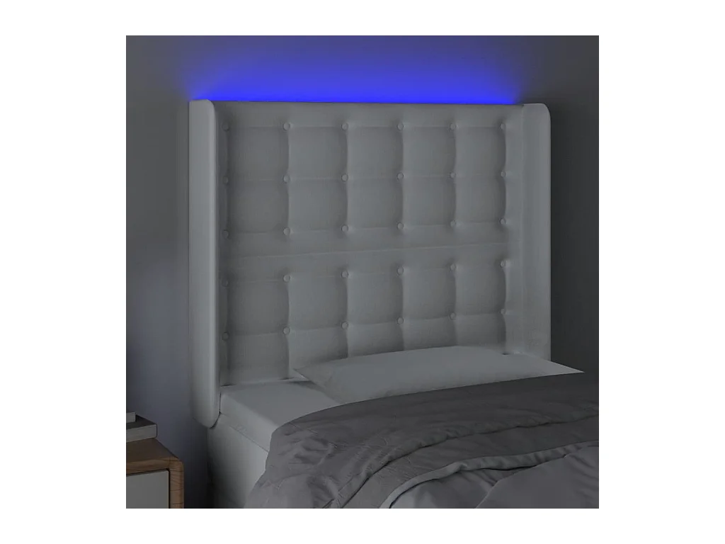 LED Kopfteil,Bettkopfteil Weiß 83x16x118/128 cm Kunstleder -gkd957415