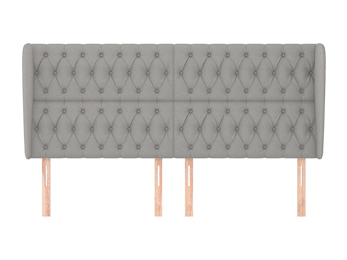 Tête de lit avec oreilles Gris clair 203x23x118/128 cm Tissu POI46445 BonneVie Meuble