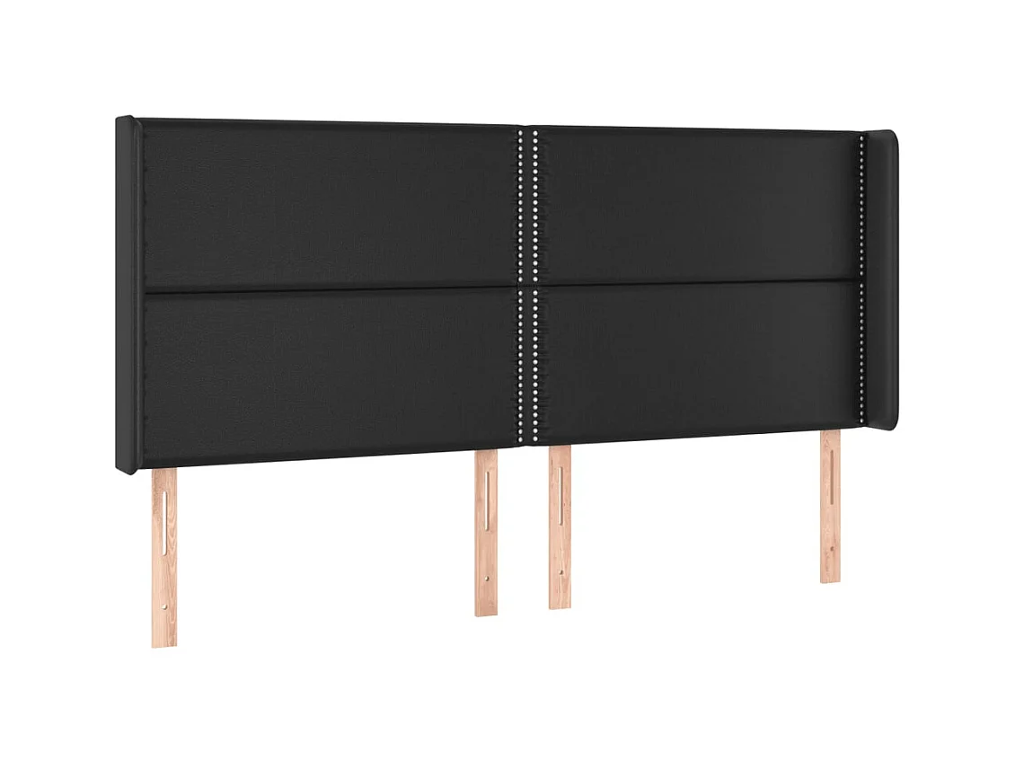 Tête de lit avec oreilles Noir 163x16x118/128 cm Similicuir POI48407 BonneVie Meuble