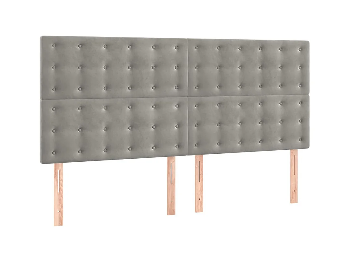 4 pcs Têtes de lit Gris clair 90x5x78/88 cm Velours PLO71807 BonneVie Meuble