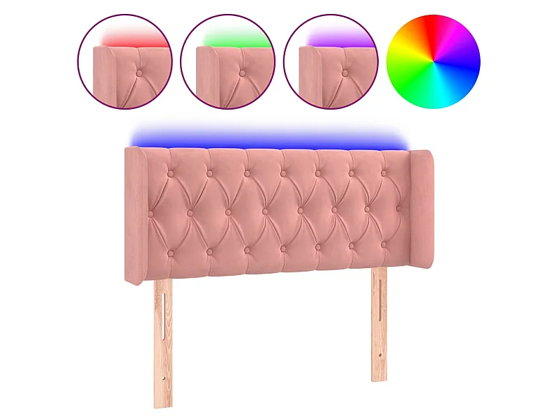 Tête de lit à LED Rose 103x16x78/88 cm Velours POI44216 BonneVie Meuble