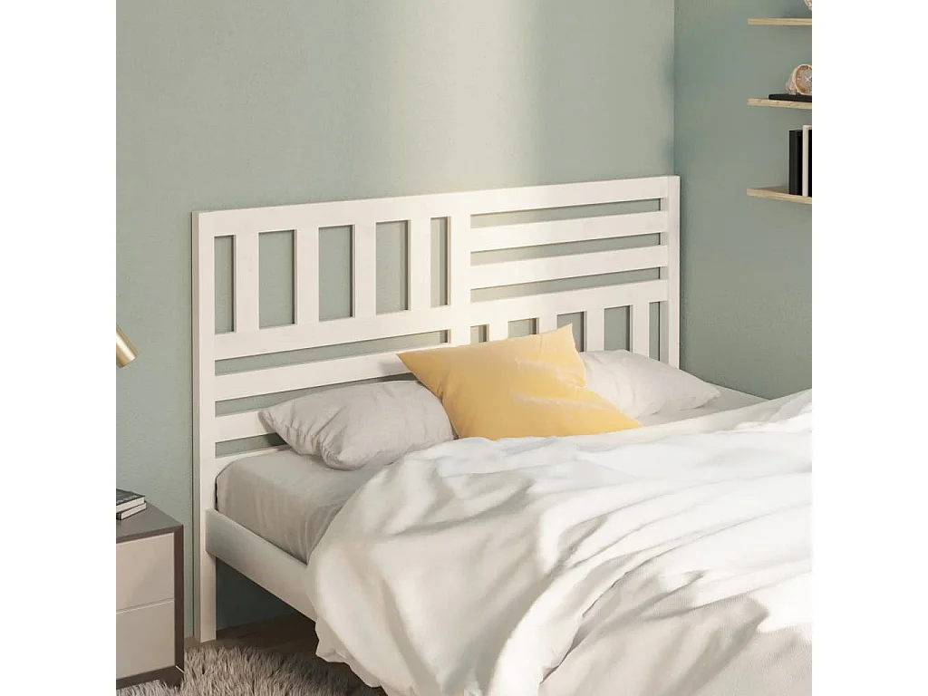 Cabeceira de cama 146x4x100 cm pinho maciço branco PT770757
