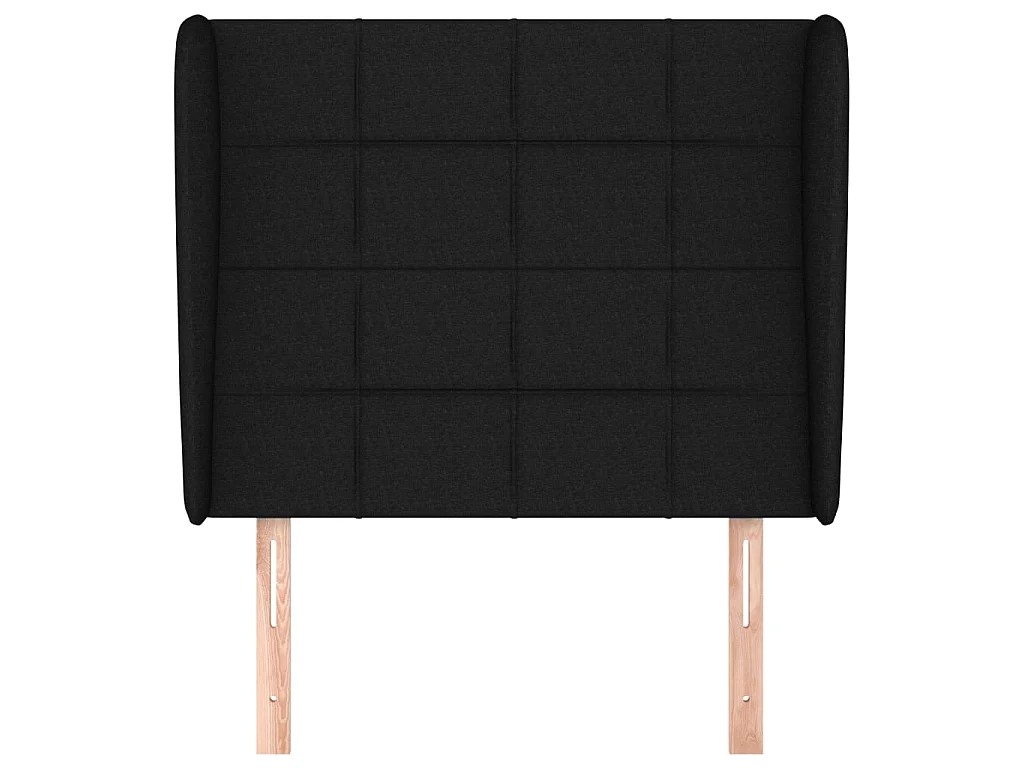 Tête de lit avec oreilles Noir 83x23x118/128 cm Tissu POI89483 BonneVie Meuble