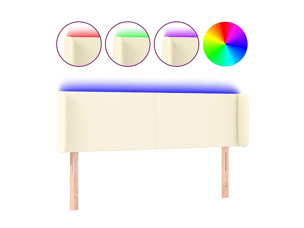 Tête de lit à LED Crème 147x16x78/88 cm Similicuir POI84409 BonneVie Meuble