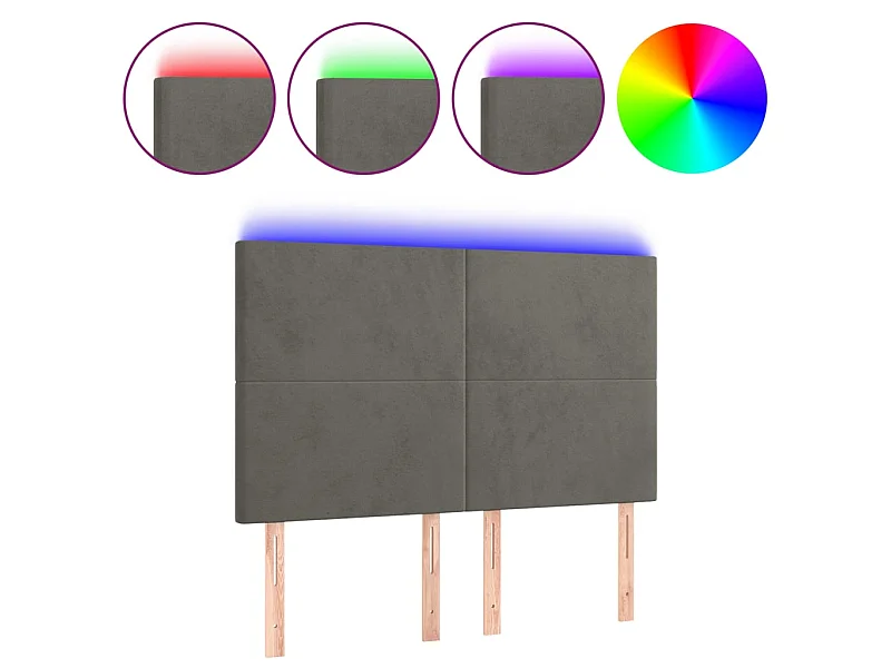 LED Kopfteil,Bettkopfteil Dunkelgrau 144x5x118/128 cm Samt -gkd960625