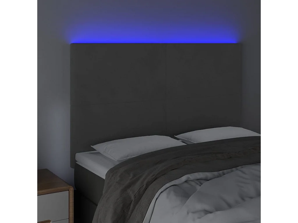 Tête de lit à LED Gris foncé 144x5x118/128 cm Velours POI45165 BonneVie Meuble