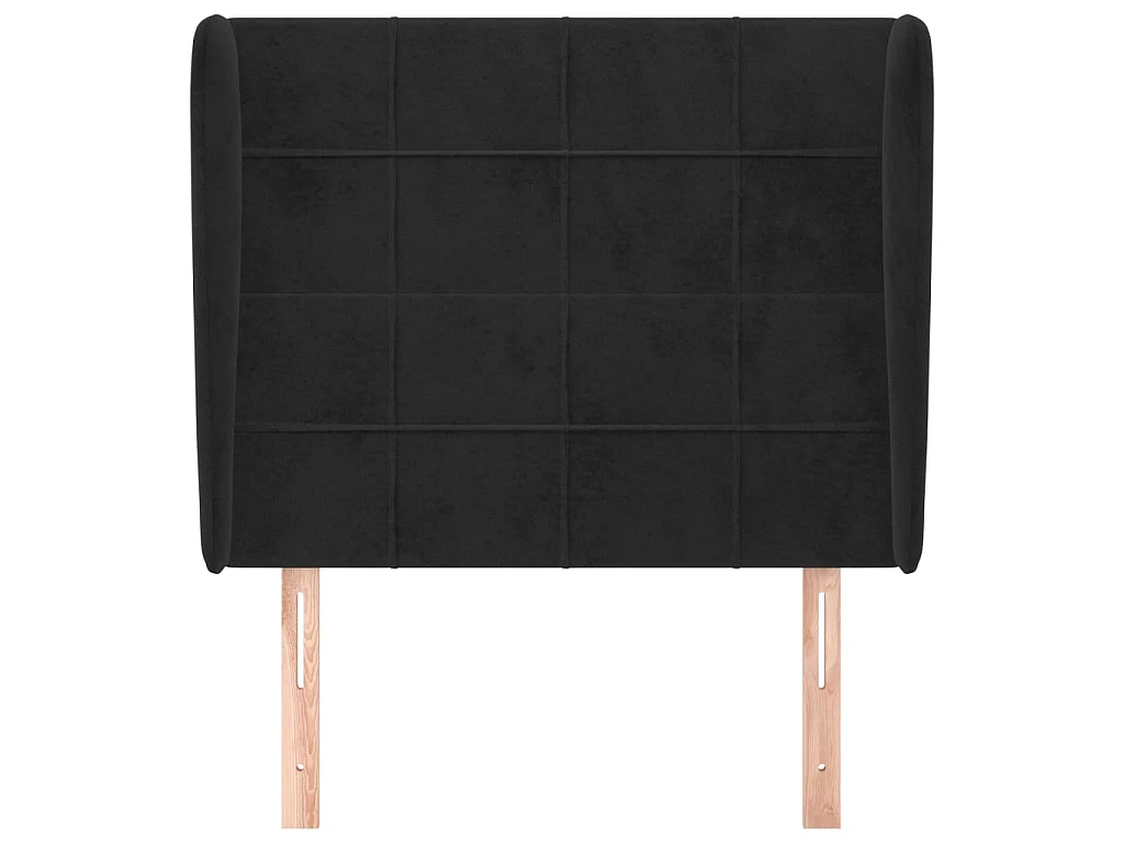 Tête de lit avec oreilles Noir 103x23x118/128 cm Velours POI70965 BonneVie Meuble