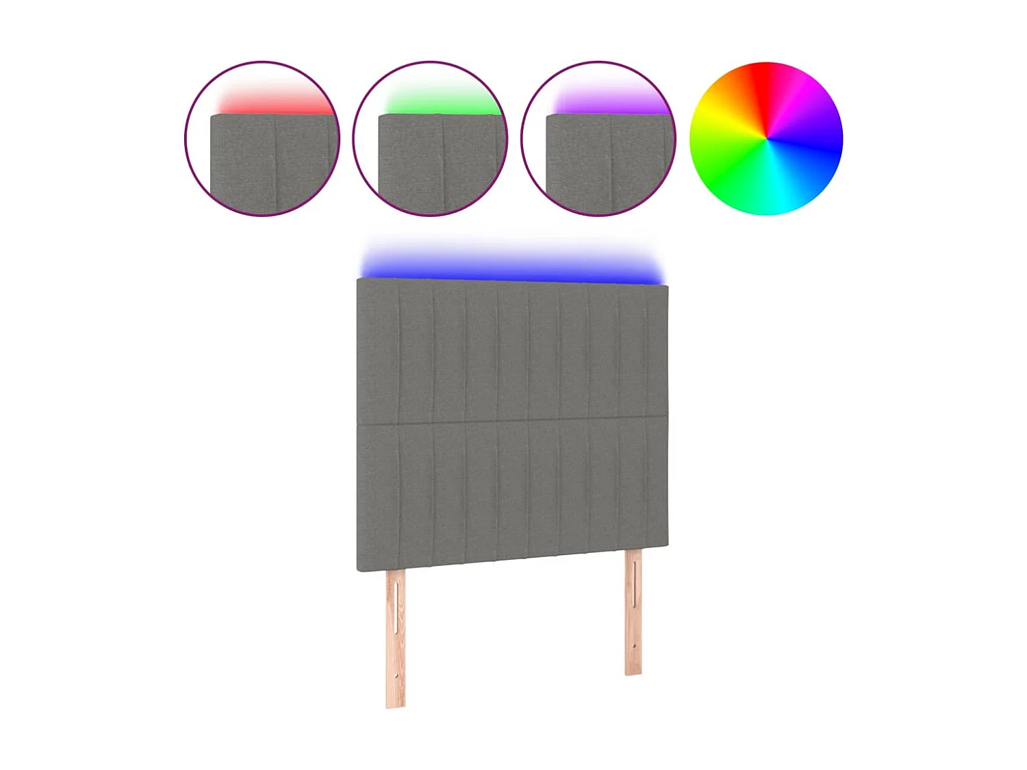 Tête de lit à LED Gris foncé 90x5x118/128 cm Tissu POI22197 BonneVie Meuble