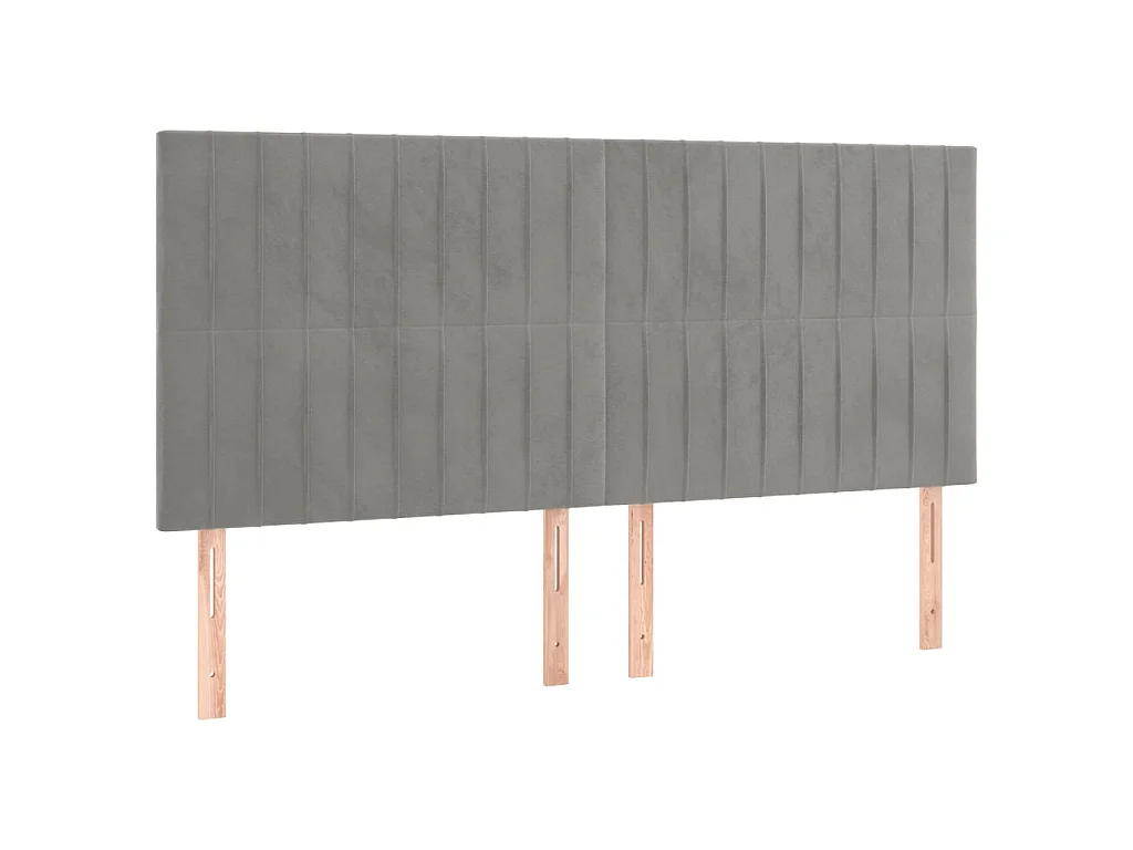 Têtes de lit 4 pcs Gris clair 90x5x78/88 cm Velours POI63834 BonneVie Meuble