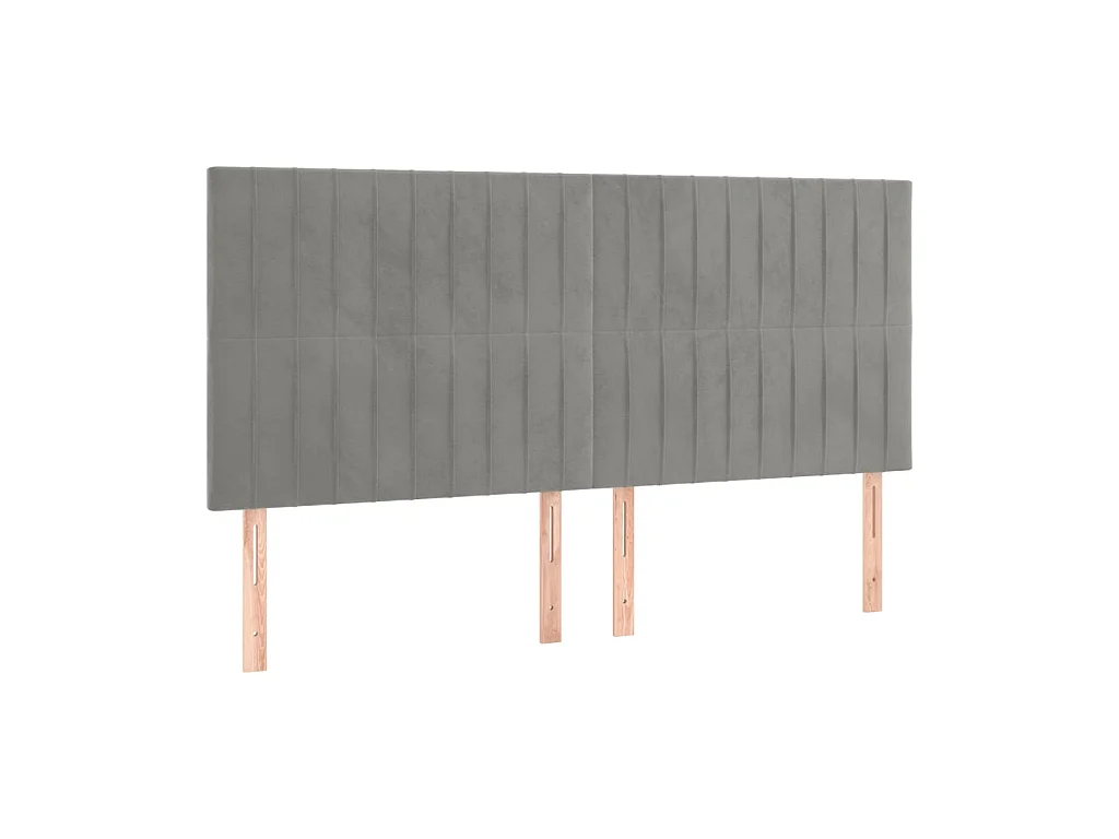 Têtes de lit 4 pcs Gris clair 90x5x78/88 cm Velours POI63834 BonneVie Meuble