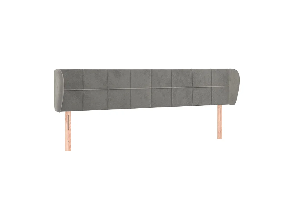 Tête de lit avec oreilles Gris clair 183x23x78/88 cm Velours POI49524 BonneVie Meuble
