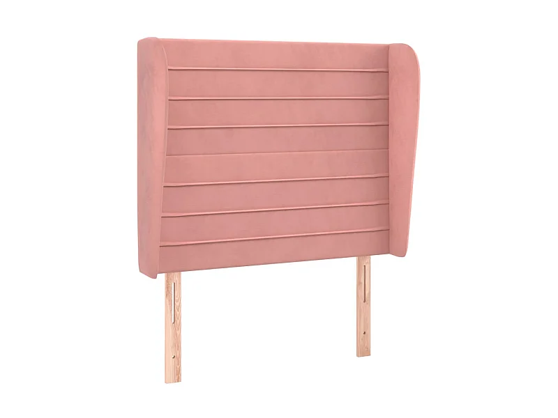 Cabeceira de cama c/ abas veludo 93x23x118/128 cm rosa PT756475