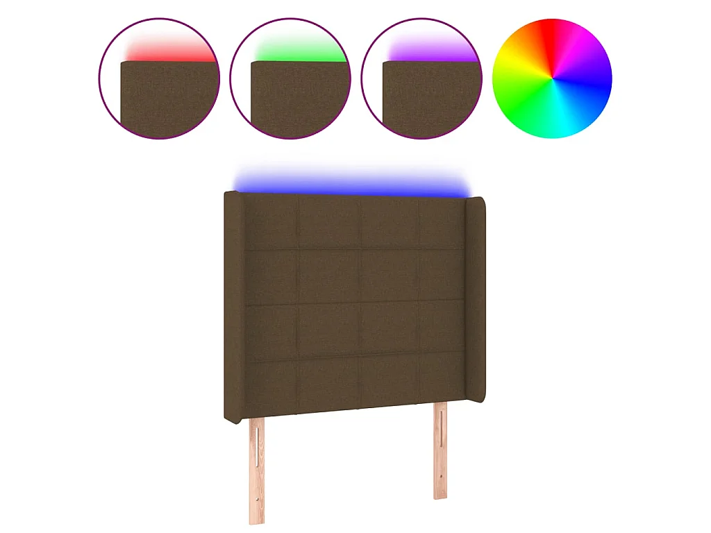 Tête de lit à LED Marron foncé 83x16x118/128 cm Tissu POI57354 BonneVie Meuble