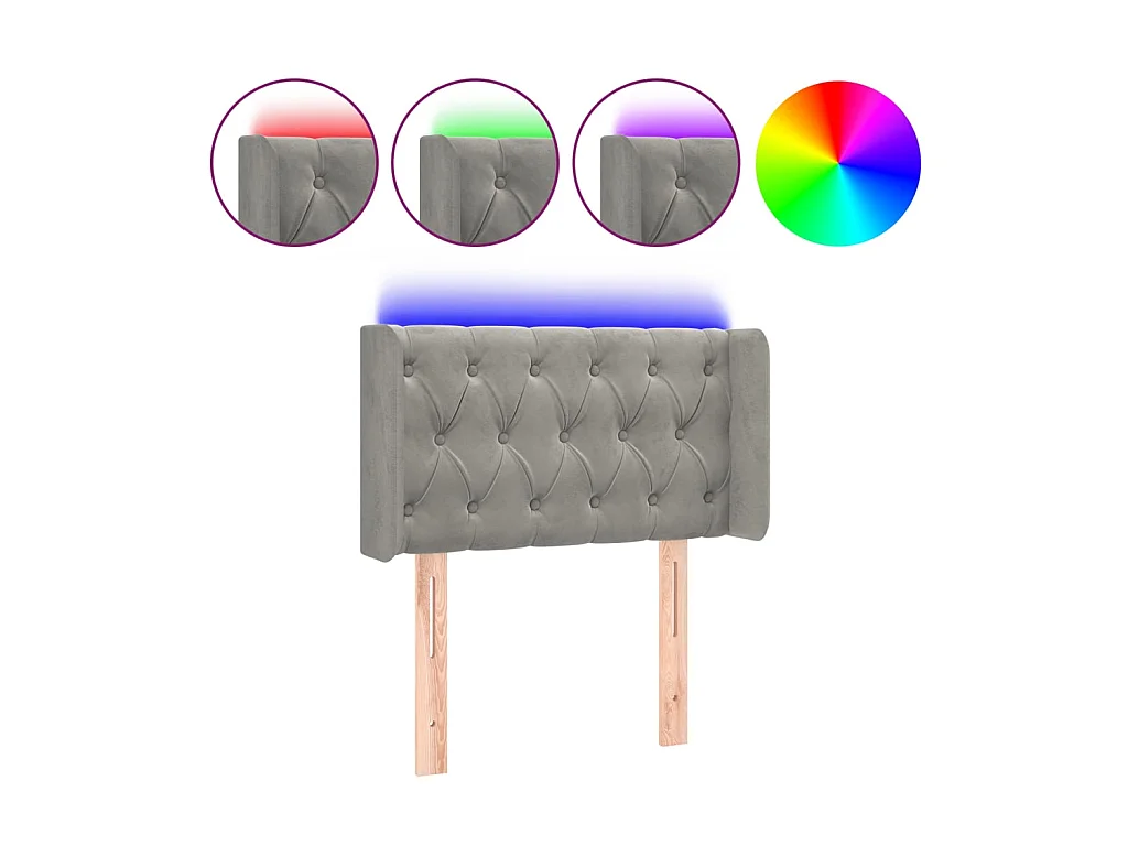 Tête de lit à LED Gris clair 83x16x78/88 cm Velours POI69889 BonneVie Meuble