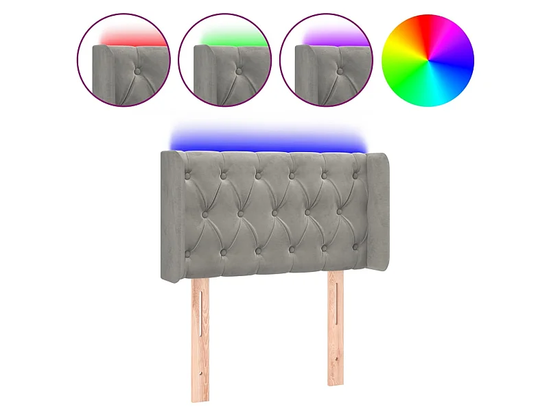Tête de lit à LED Gris clair 83x16x78/88 cm Velours POI69889 BonneVie Meuble