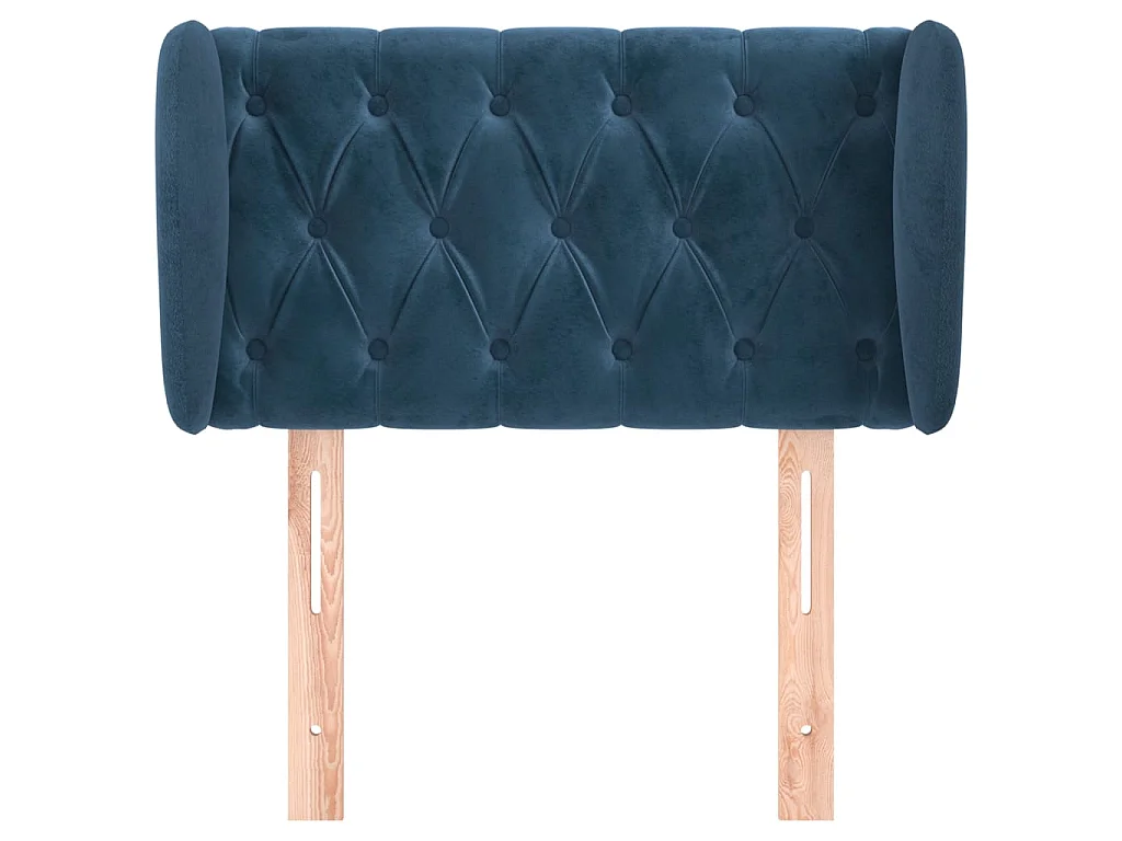 Cabeceira de cama c/ abas veludo 83x23x78/88cm azul-escuro PT671615