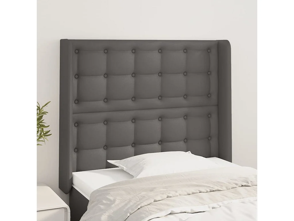 Tête de lit avec oreilles Gris 103x16x118/128 cm Similicuir POI42100 BonneVie Meuble