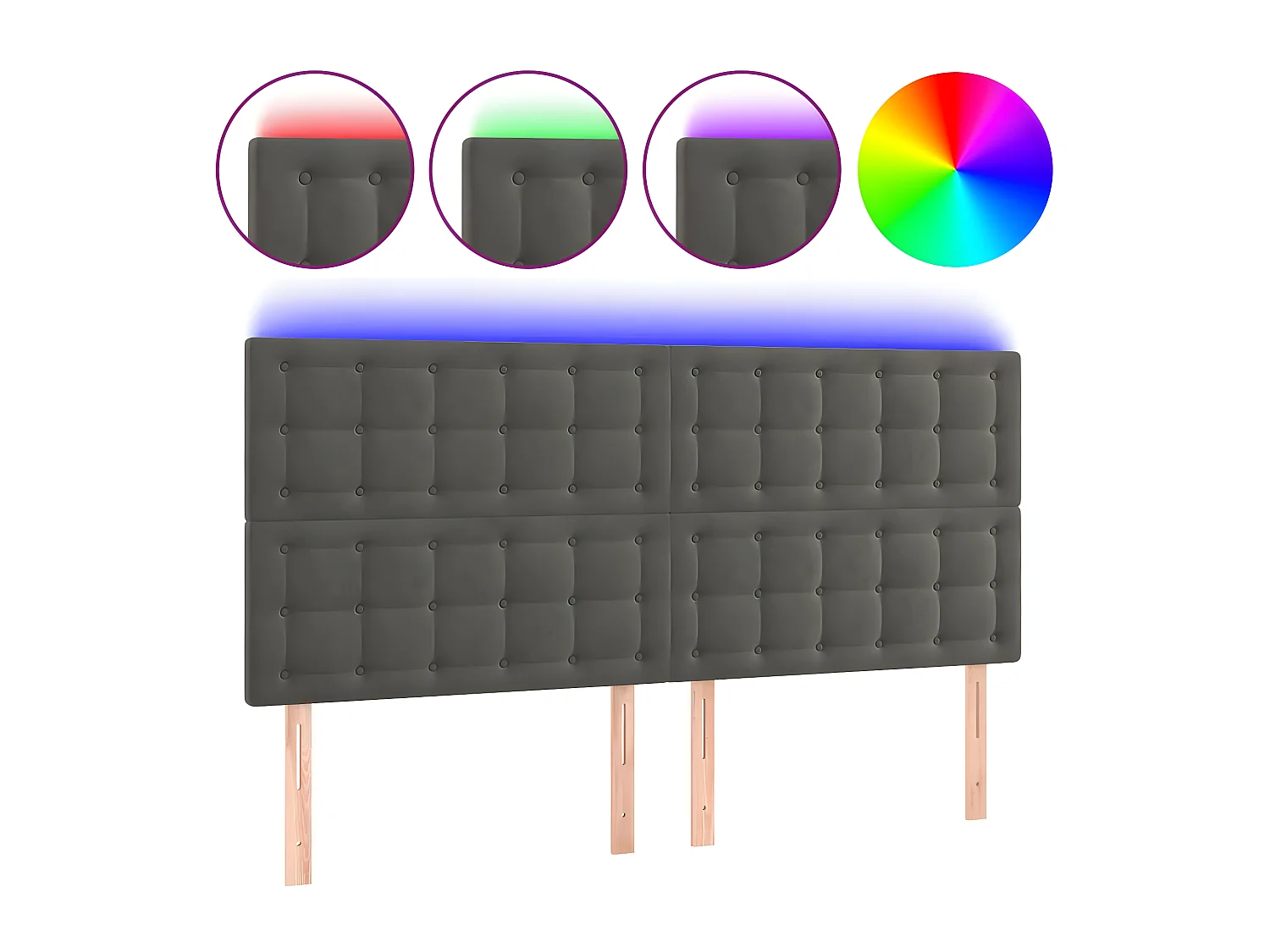 LED Kopfteil,Bettkopfteil Dunkelgrau 180x5x118/128 cm Samt -gkd298277