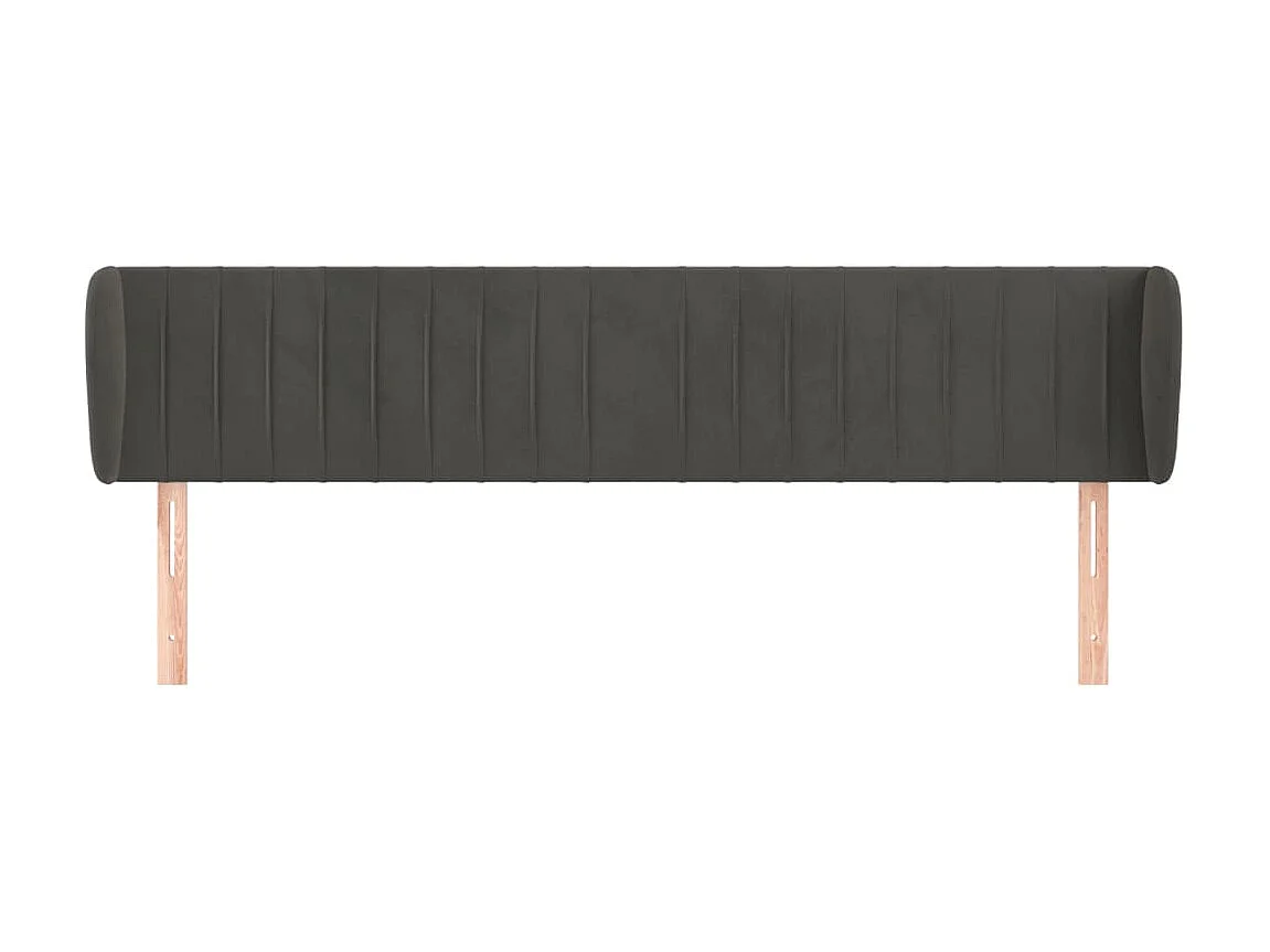 Cabeceira de cama c/ abas veludo 163x23x78/88cm cinzento-escuro PT880641