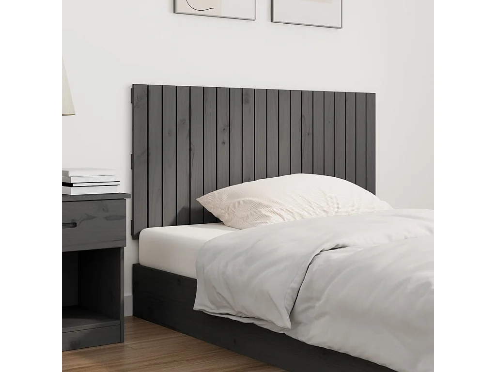 Tête de lit murale Gris 127,5x3x60 cm Bois massif de pin POI19815 BonneVie Meuble