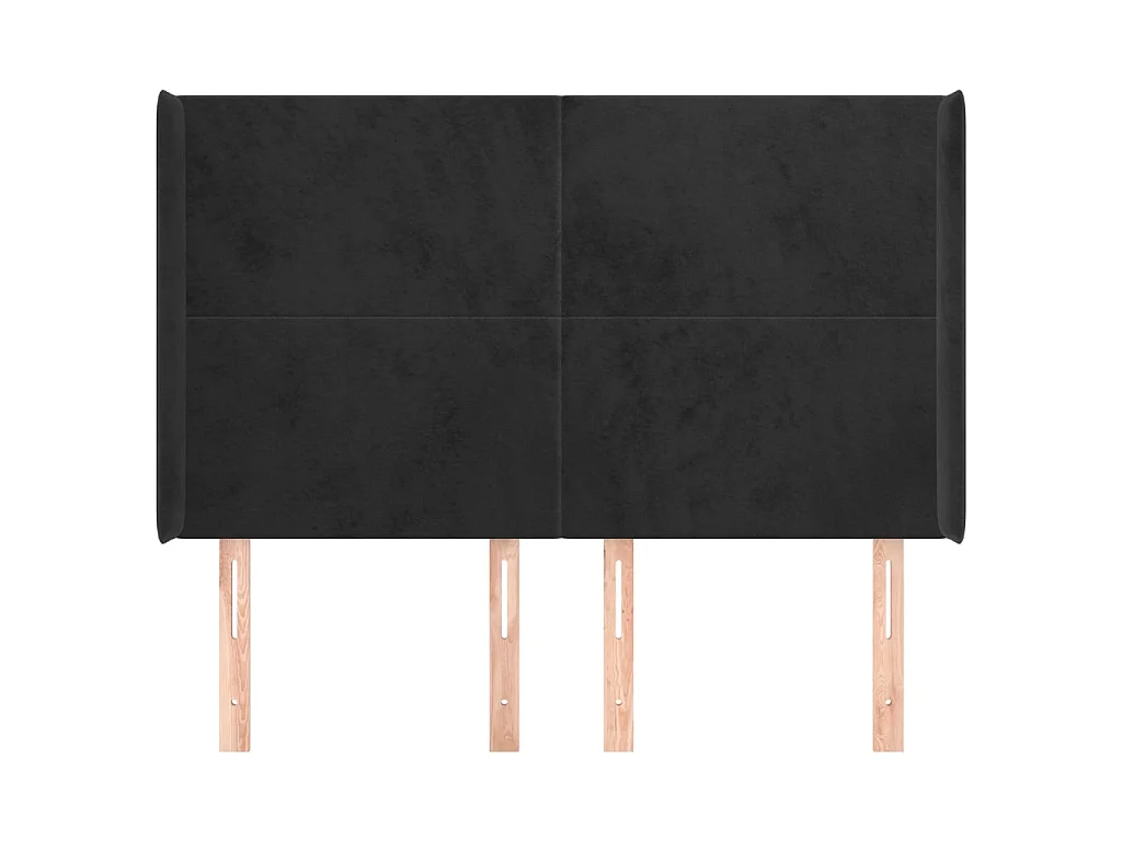 Kopfteil,Bettkopfteil mit Ohren Schwarz 147x16x118/128 cm Samt -gkd689885