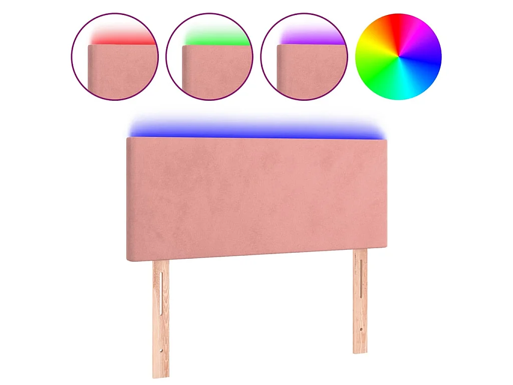 Tête de lit à LED Rose 90x5x78/88 cm Velours POI93811 BonneVie Meuble