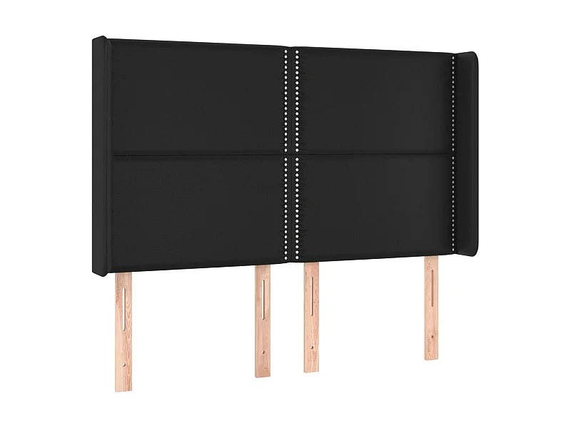 Cabecero con orejas de cuero sintético negro 147x16x118/128 cm ES94771