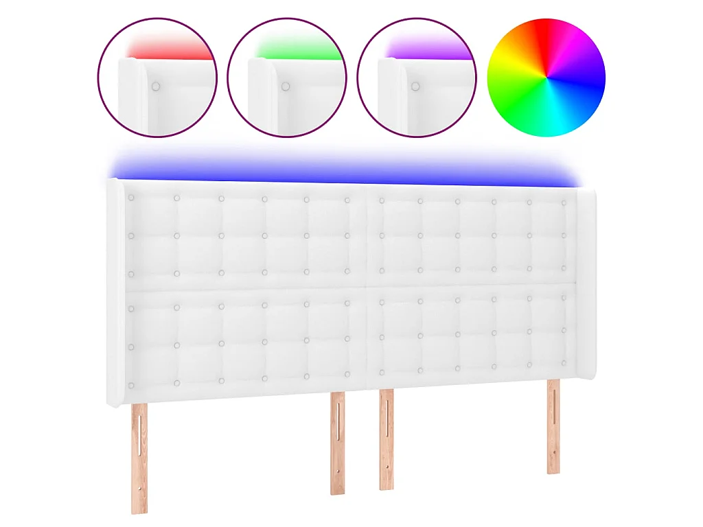 Tête de lit à LED Blanc 163x16x118/128 cm Similicuir  POI35755 BonneVie Meuble