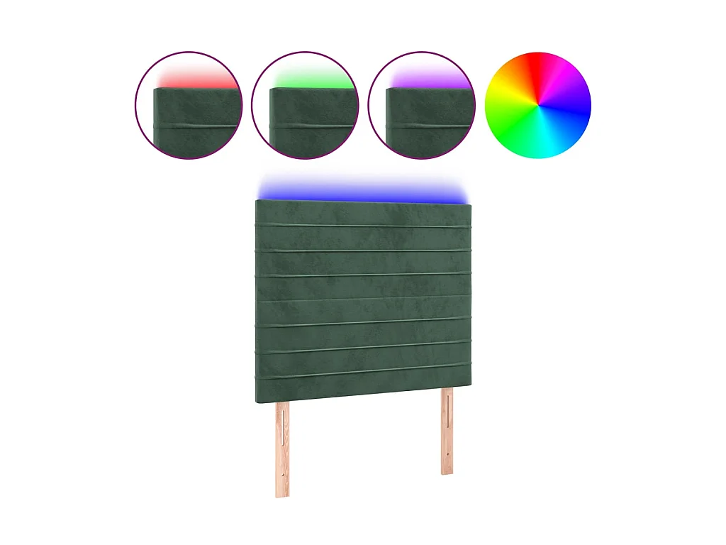 Testiera | Testata del letto a LED verde Scuro 80x5x118/128 cm in Velluto