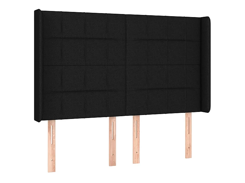 Tête de lit avec oreilles Noir 147x16x118/128 cm Tissu POI54607 BonneVie Meuble