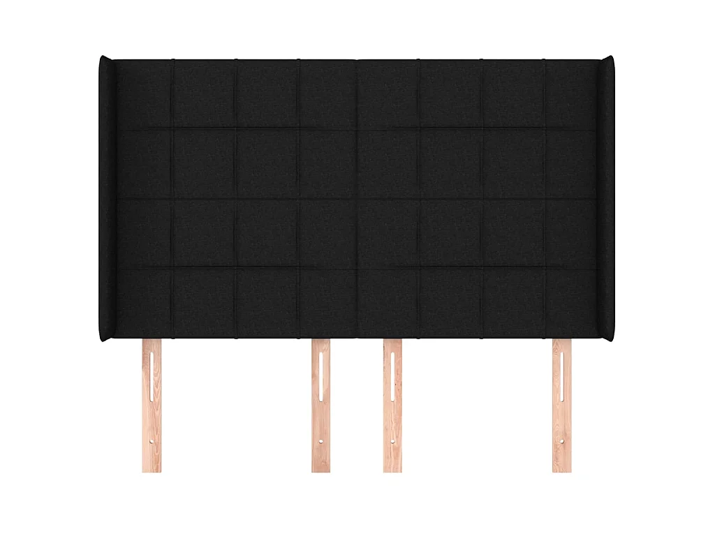 Tête de lit avec oreilles Noir 147x16x118/128 cm Tissu POI54607 BonneVie Meuble