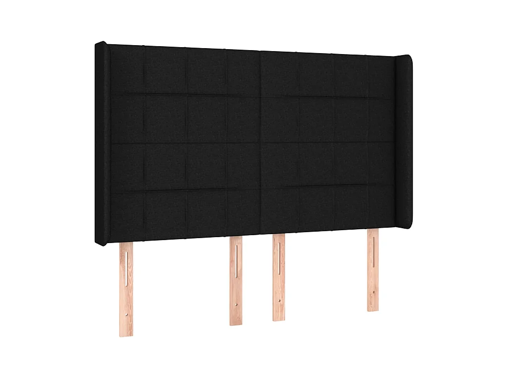 Testiera | Testata del letto ad Orecchio Nera 147x16x118/128 cm in Tessuto