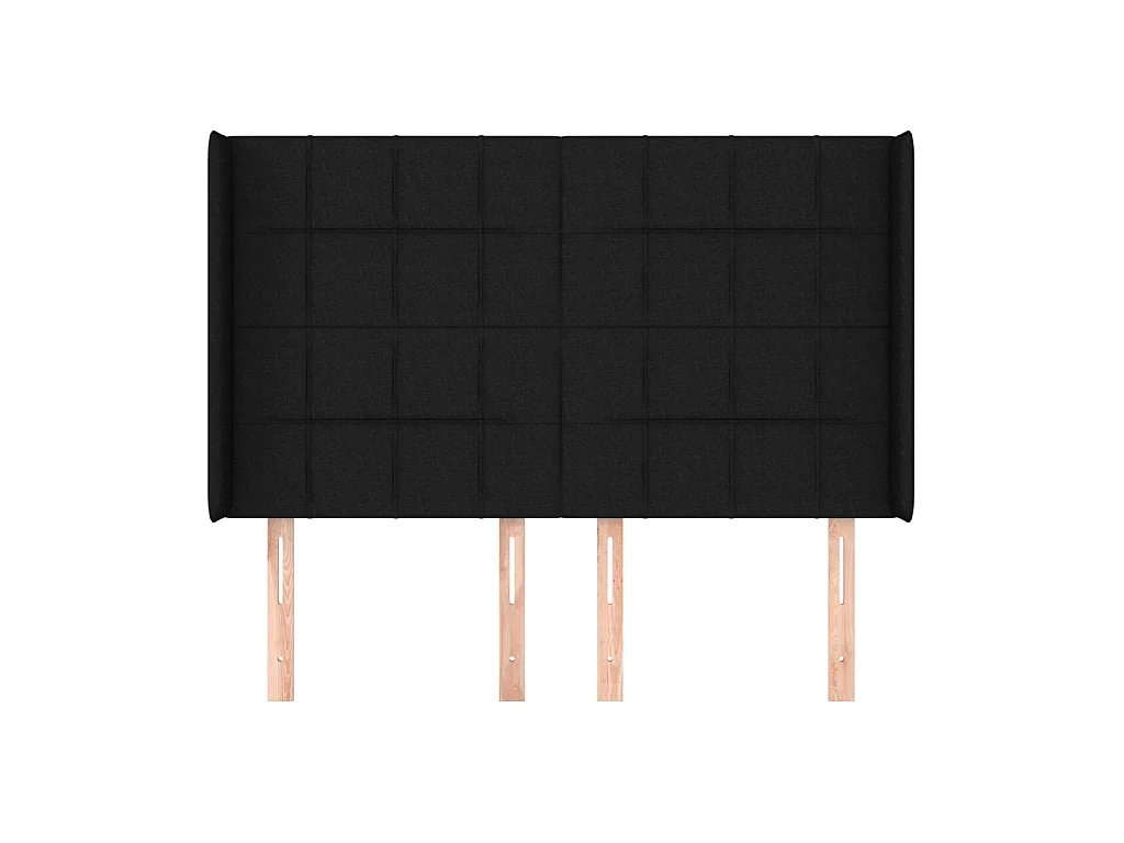 Tête de lit avec oreilles Noir 147x16x118/128 cm Tissu POI54607 BonneVie Meuble