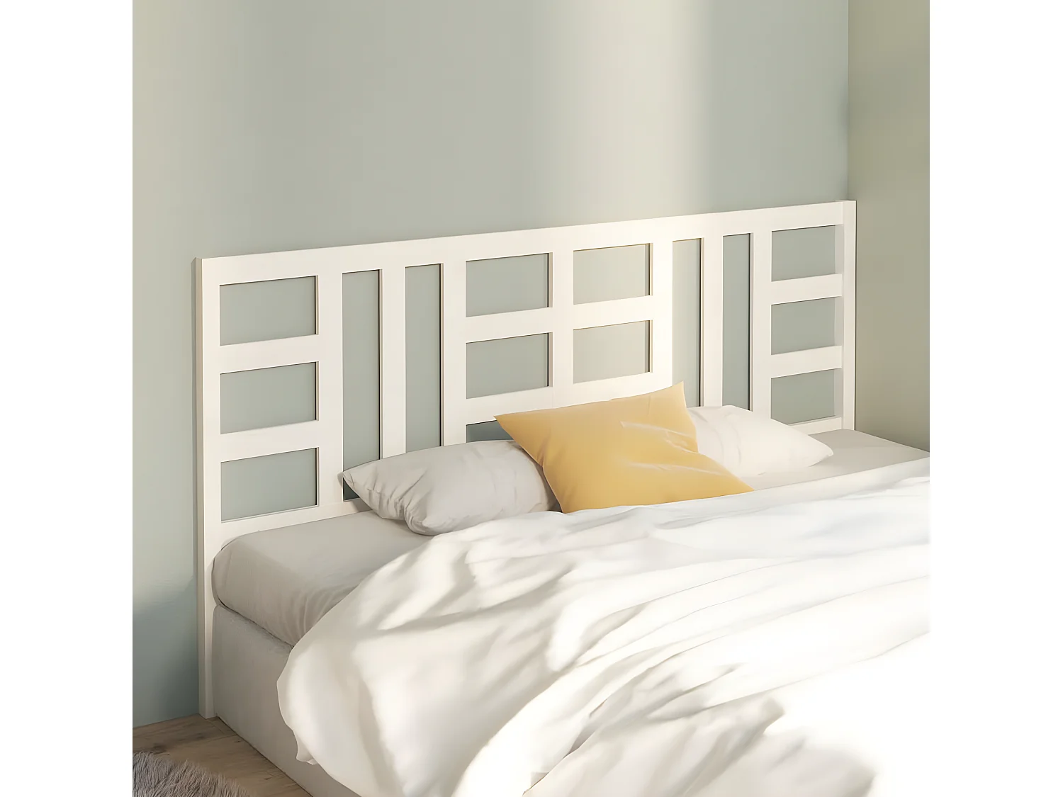 Cabecero de cama madera maciza de pino blanco 206x4x100 cm ES17306