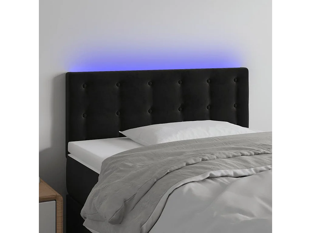 Cabeceira de cama c/luzes LED veludo 100x5x78/88 cm preto PT383670