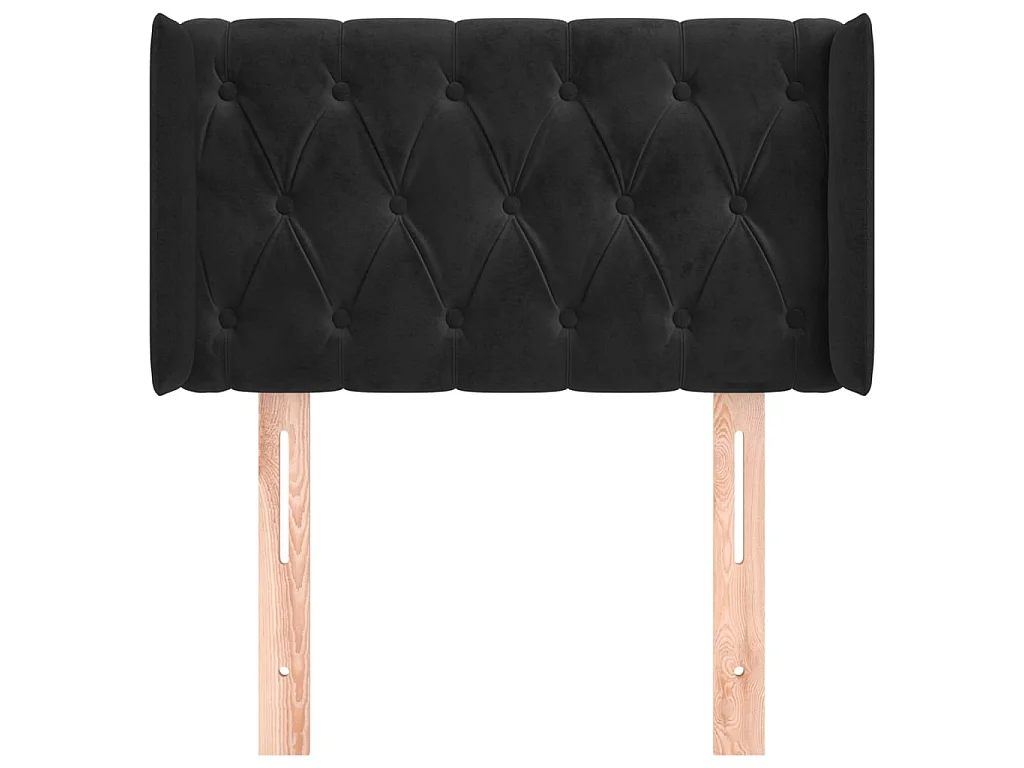 Tête de lit avec oreilles Noir 83x16x78/88 cm Velours POI16706 BonneVie Meuble