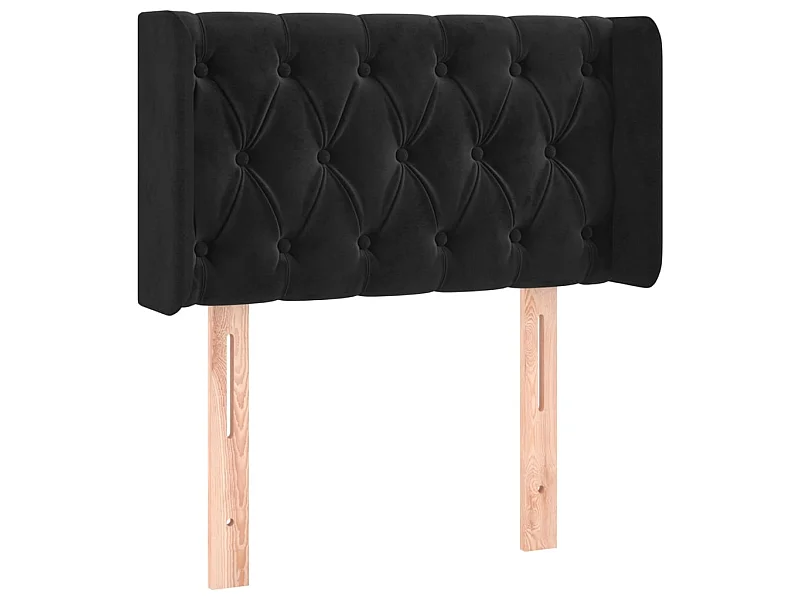 Tête de lit avec oreilles Noir 83x16x78/88 cm Velours POI16706 BonneVie Meuble