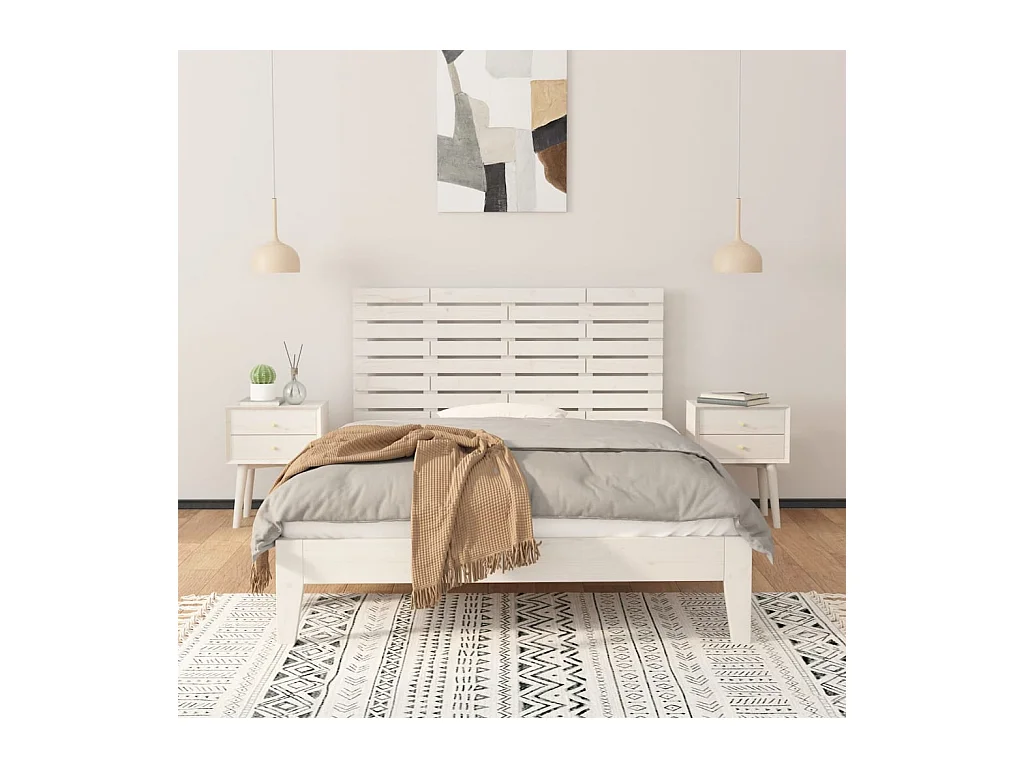 Hoofdbord wandmontage 146x3x63 cm massief grenenhout wit NL658594