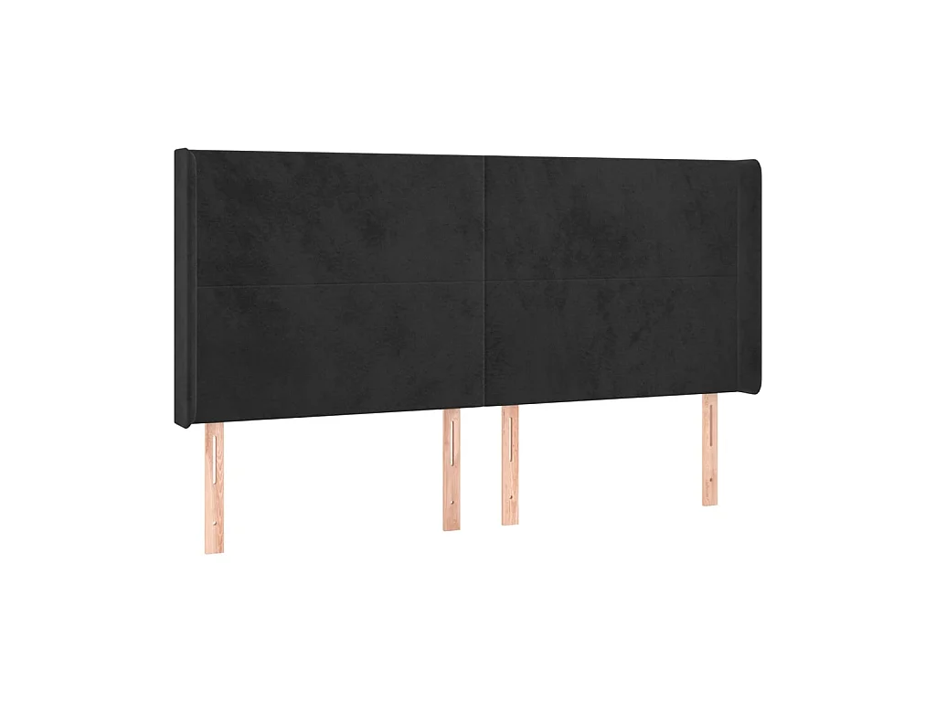 Testiera | Testata del letto ad Orecchio Nera 203x16x118/128 cm in Velluto