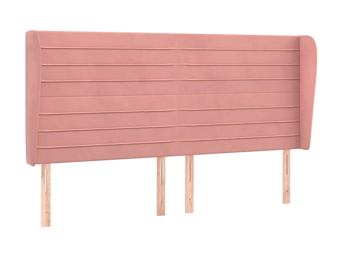 Tête de lit avec oreilles Rose 203x23x118/128 cm Velours POI14501 BonneVie Meuble