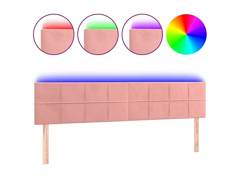 Tête de lit à LED Rose 200x5x78/88 cm Velours POI77064 BonneVie Meuble
